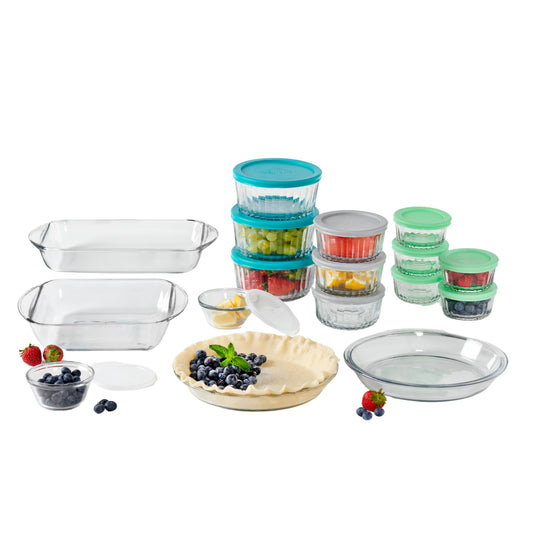 Anchor Hocking 30 Piece Glass Food Storage Containers & Glass Baking Dishes Set