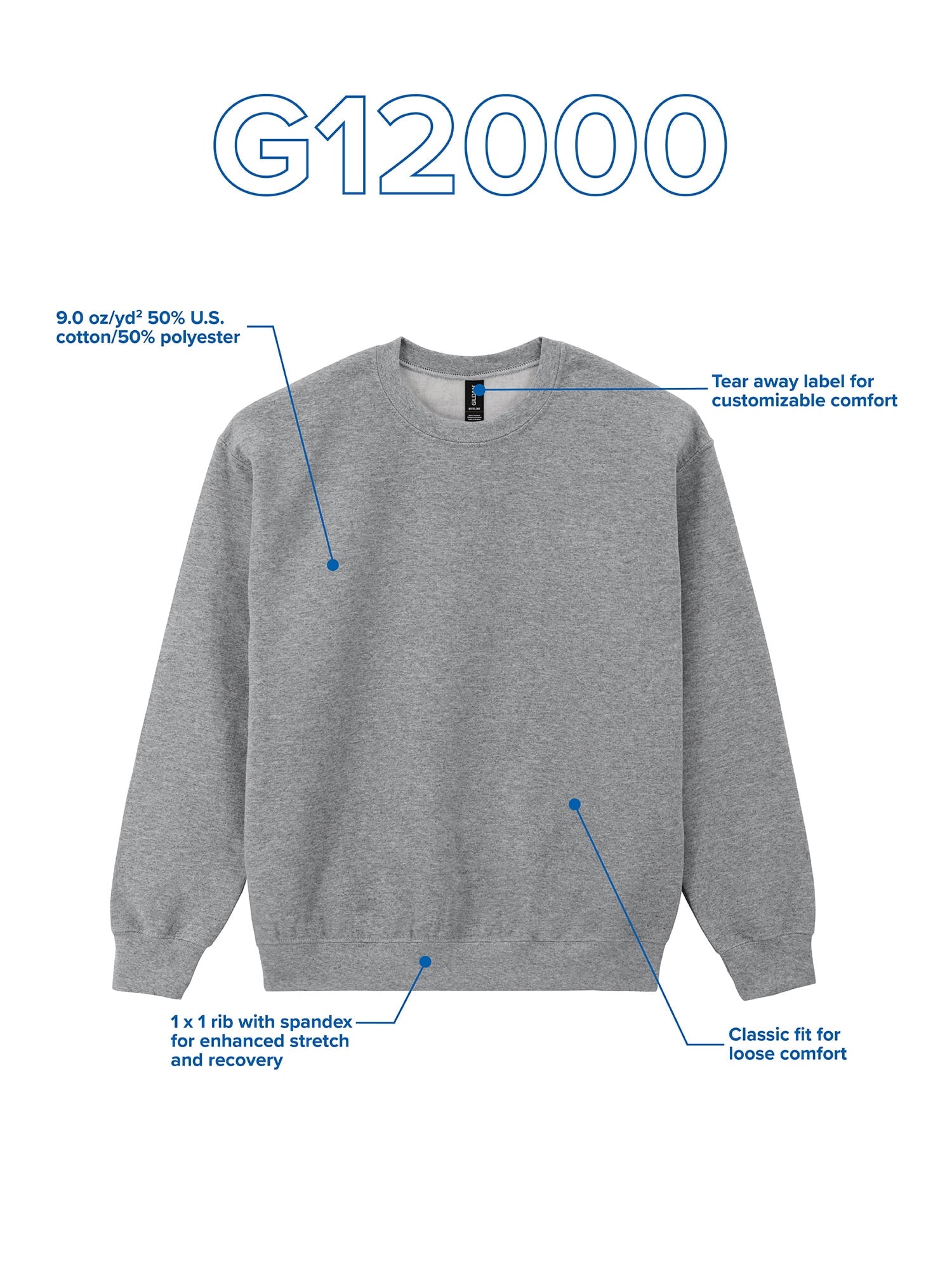 Gildan Adult DryBlend Crewneck Sweatshirt, Sizes S-3XL