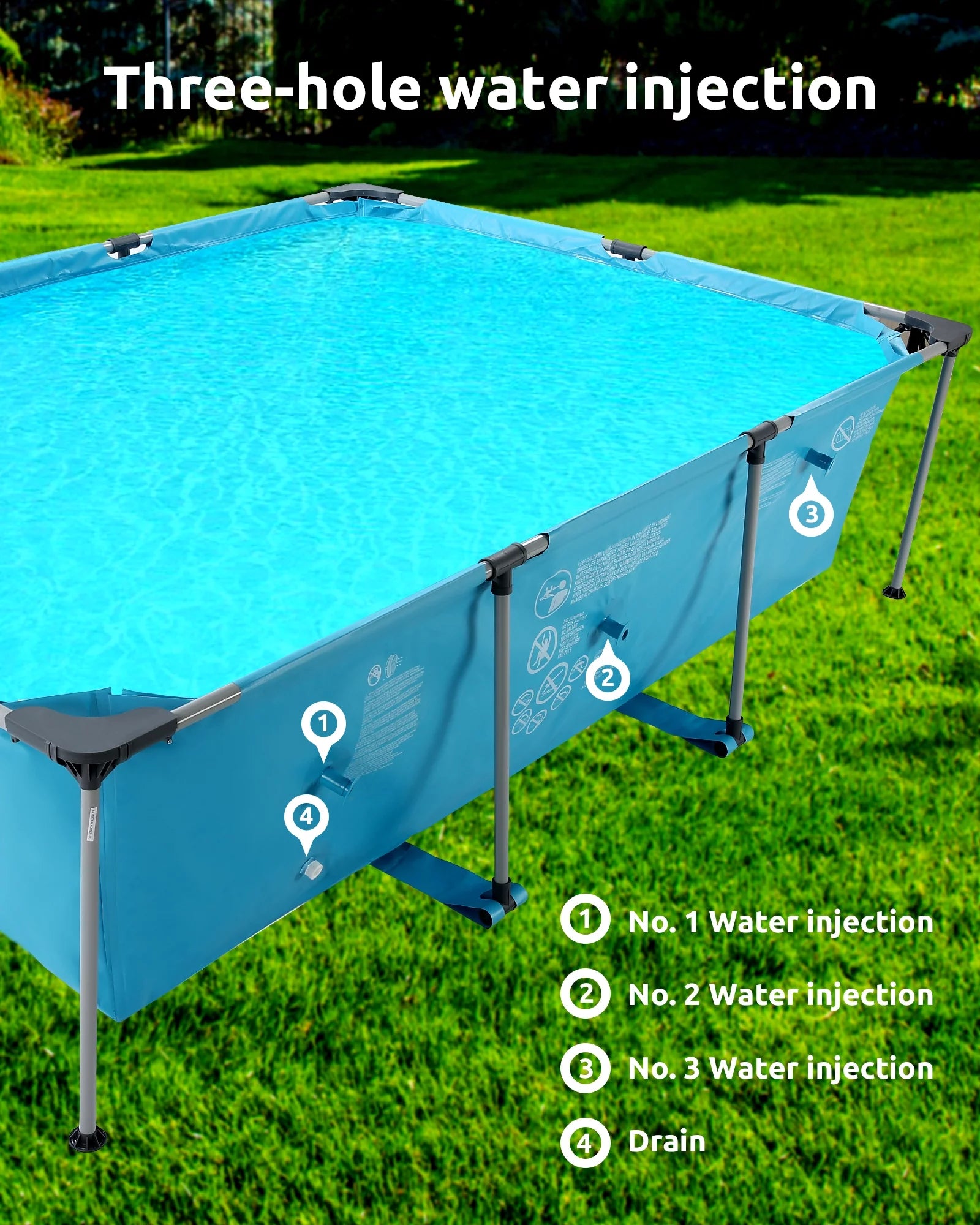 Naipo 10 ft Swimming Pool 118”* 79“ Above Ground Outdoor Rectangular Frame Pools Blue Family Outdoor Use (Pump NOT Included)