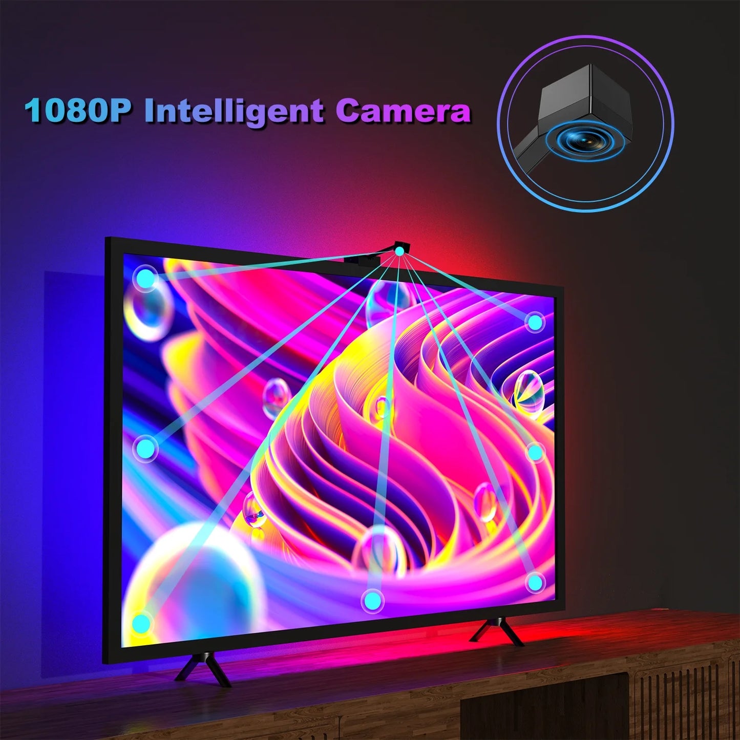 TOPVISION TV LED Backlights with Camera, RGBIC TV LED Lights for 55-77 inch TVs PC,  16.4ft Led Strip Lights with Smart App Control, Scene Mode, TV Light for Gaming & Movies