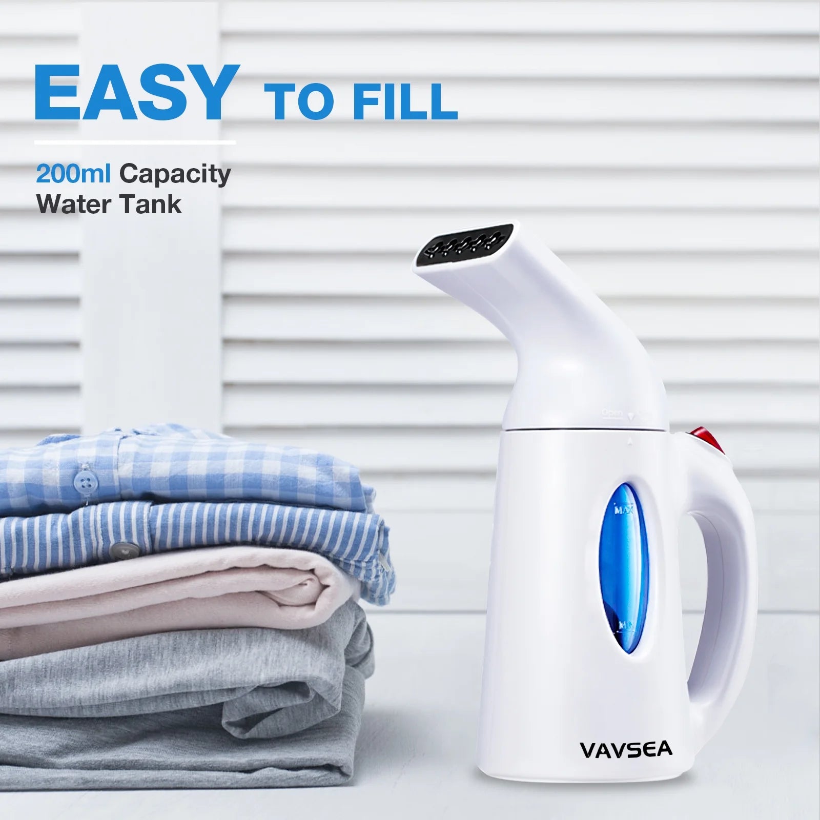 VAVSEA Steamer for Clothes, 700w Portable Garment Steamer, Auto Shut-off Function, Wrinkles/ Steam/ Soften/ Clean/ Sterilize, White