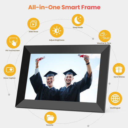 GIROOL WiFi Digital Picture Frame, 10.1" Digital Photo Frames,Smart IPS Touch Screen Photo Frame, Built-in 32GB Memory, Share Instant Photo from Anywhere , Supports Micro SD Card, Best Gift Choice