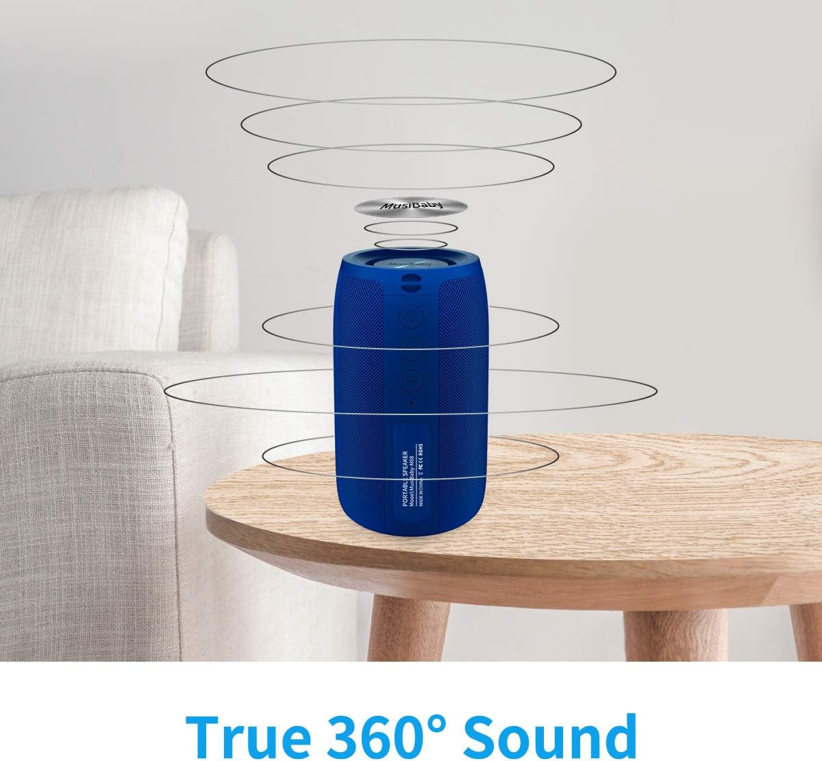 Bluetooth Speaker,MusiBaby Wireless,Waterproof,Outdoor,Portable Speaker,Dual Pairing,Loud Stereo,Booming Bass,24H Playtime Wireless Speaker for Home,iPhone,Party,Gifts(Blue)