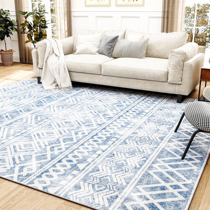 SIXHOME 5'x7' Area Rugs for Living Room Washable Rugs Boho Large Area Rug Modern Geometric Neutral Carpet and Area Rugs for Home Decor Foldable Non Slip Bedroom Rugs Gray