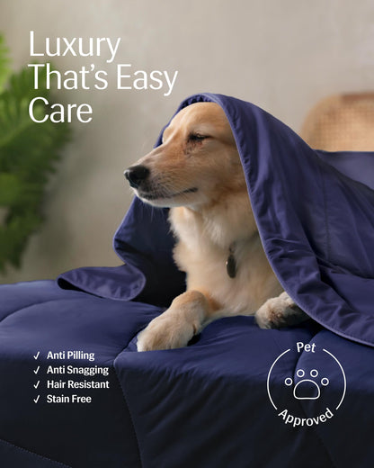 REST® Evercool® Cooling Comforter, Full/Queen, Blanket for Hot Sleepers, All Season Bedding to Keep Cool for Night Sweats, Breathable Lightweight Blanket, 90"x90" Inches, Midnight Blue