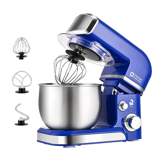 Kitchen in the box Stand Mixer,3.2Qt Mini Electric Food Mixer,6 Speeds Portable Lightweight Kitchen Mixer for Daily Use with Egg Whisk,Dough Hook,Flat Beater (Reflex Blue)