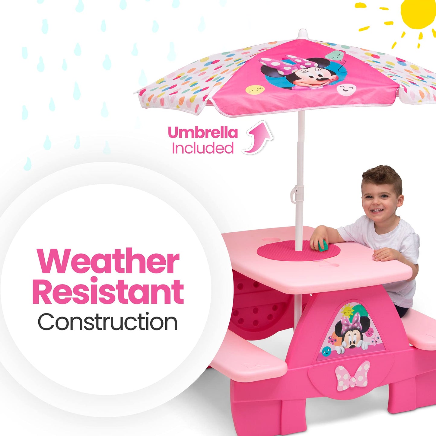 Delta Children 4 Seat Activity Picnic Table, Minnie Mouse