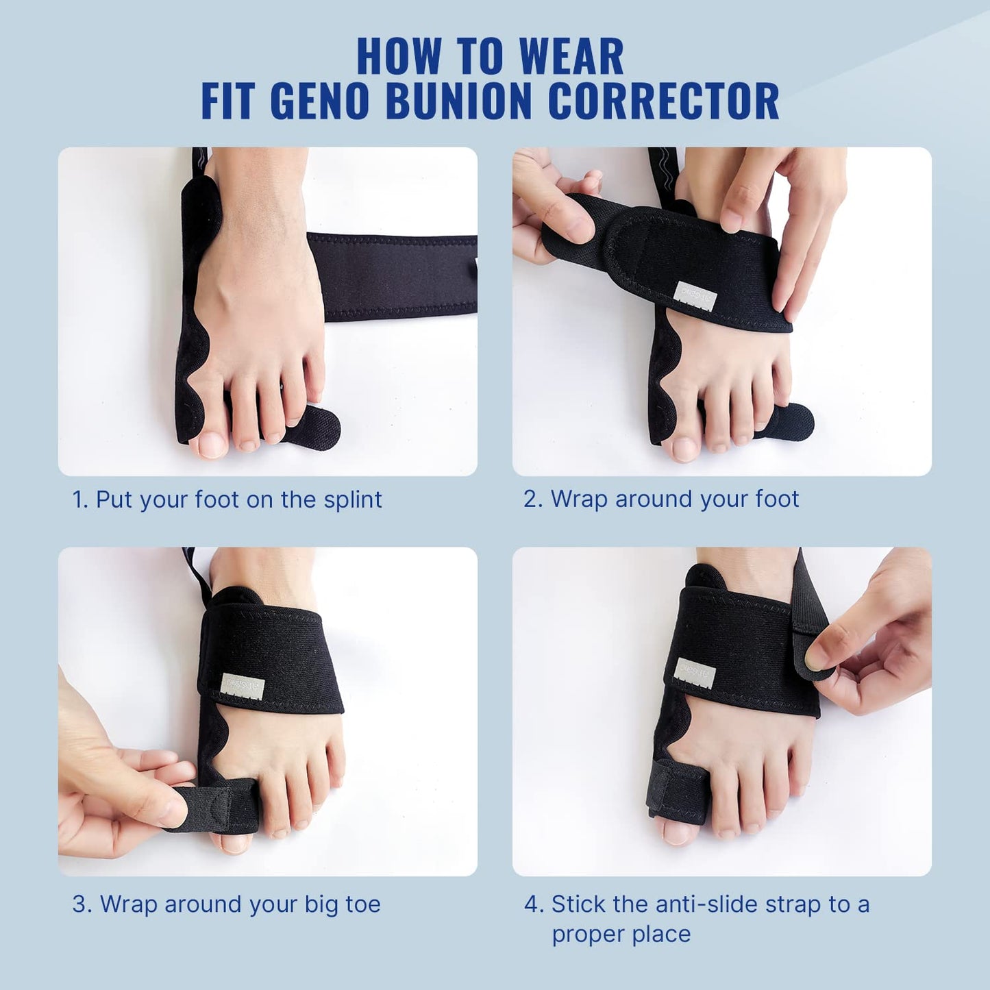 Fit Geno Bunion Corrector Women & Men Big Toe: Foot Straightener Splint Brace - Adjustable Bunyan Correction Orthopedic for Hallux Valgus Pain Relief 2 Pcs