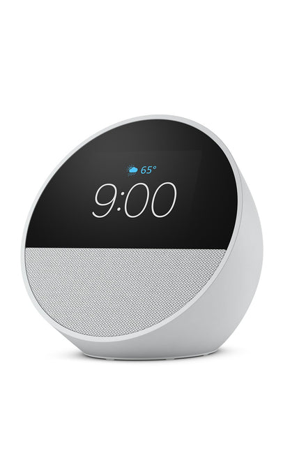Amazon Echo Spot (newest model), Great for nightstands, offices and kitchens, Smart alarm clock, Designed for Alexa+, Glacier White
