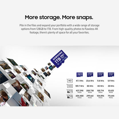 SAMSUNG PRO Plus microSD Memory Card + Reader, 128GB MicroSDXC, Up to 180 MB/s, Full HD & 4K UHD, UHS-I, C10, U3, V30, A2 for Android Phones, Tablets, GoPRO, DJI Drone, MB-MD128SB/AM, 2023