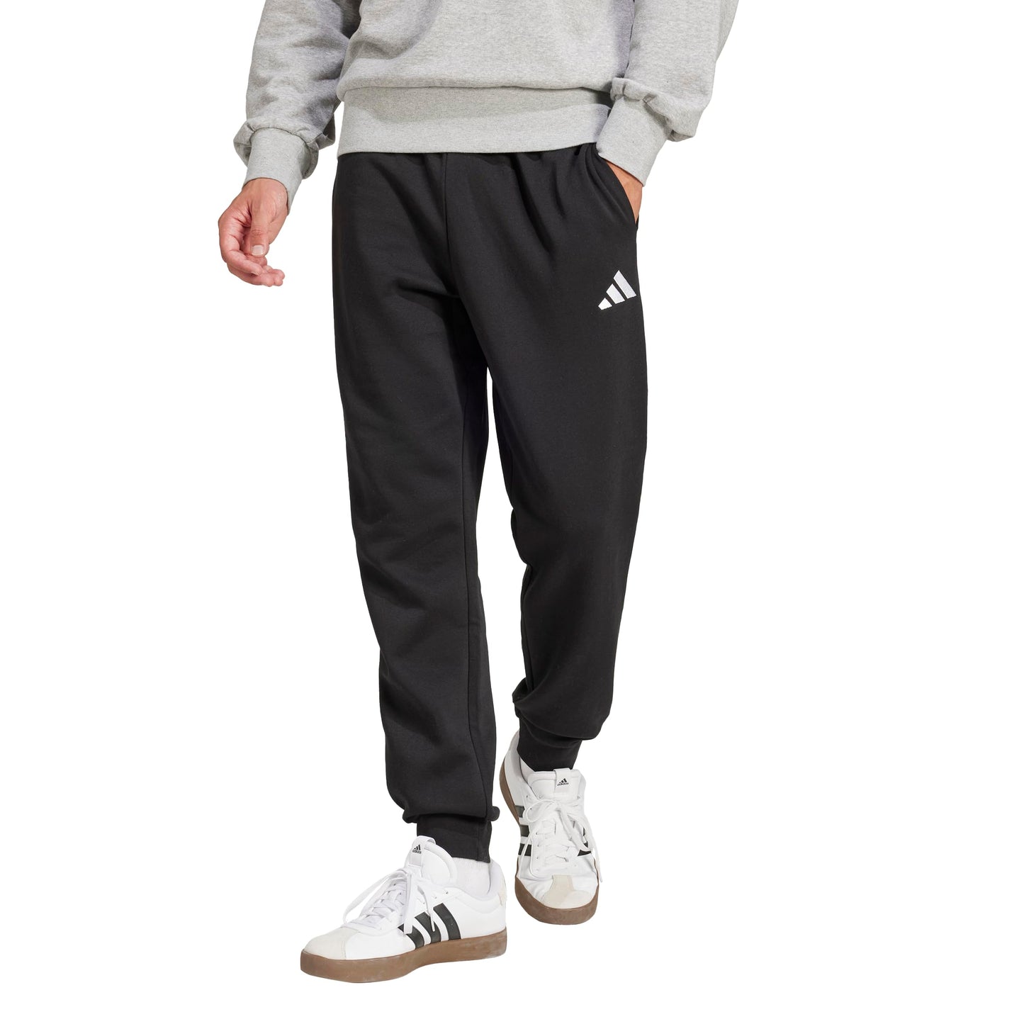 adidas Men's Essentials FeelCozy Fleece Pants, Black/White, 3X-Large/Tall
