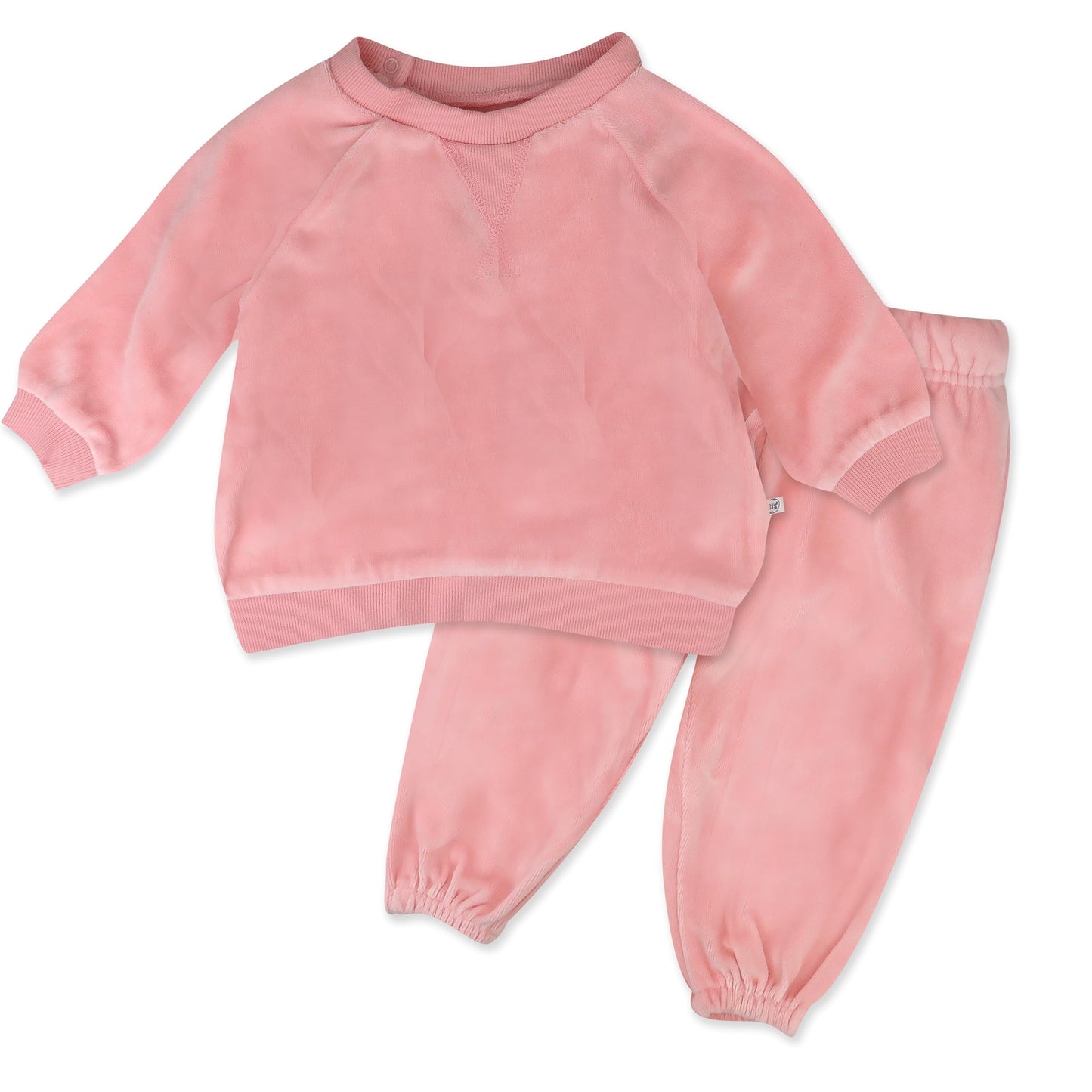 HonestBaby 2-Piece Cozy Velour Sweatshirt and Jogger Sweatpants Set 100% Organic Cotton for Toddler, Baby Boys, Girls, Pink, 0-3 Months