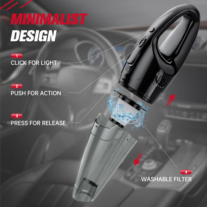 BSRCO Handheld Vacuum Cordless Rechargeable, Car Vacuum Cleaner with LED, USB Charge, 1.65LBs Hand Vacuum Cordless, for Car/Home/Pet