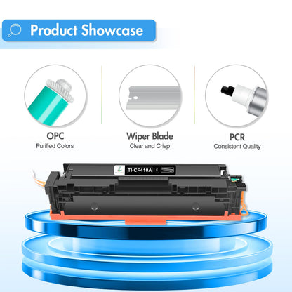 TRUE IMAGE Compatible 410A Toner Cartridge Replacement for HP 410A 410X 410 CF410A CF411A CF412A CF413A Color Laserjet Pro MFP M477fnw M477fdw M477fdn M452dn M452nw M477 Printer (4-Pack)