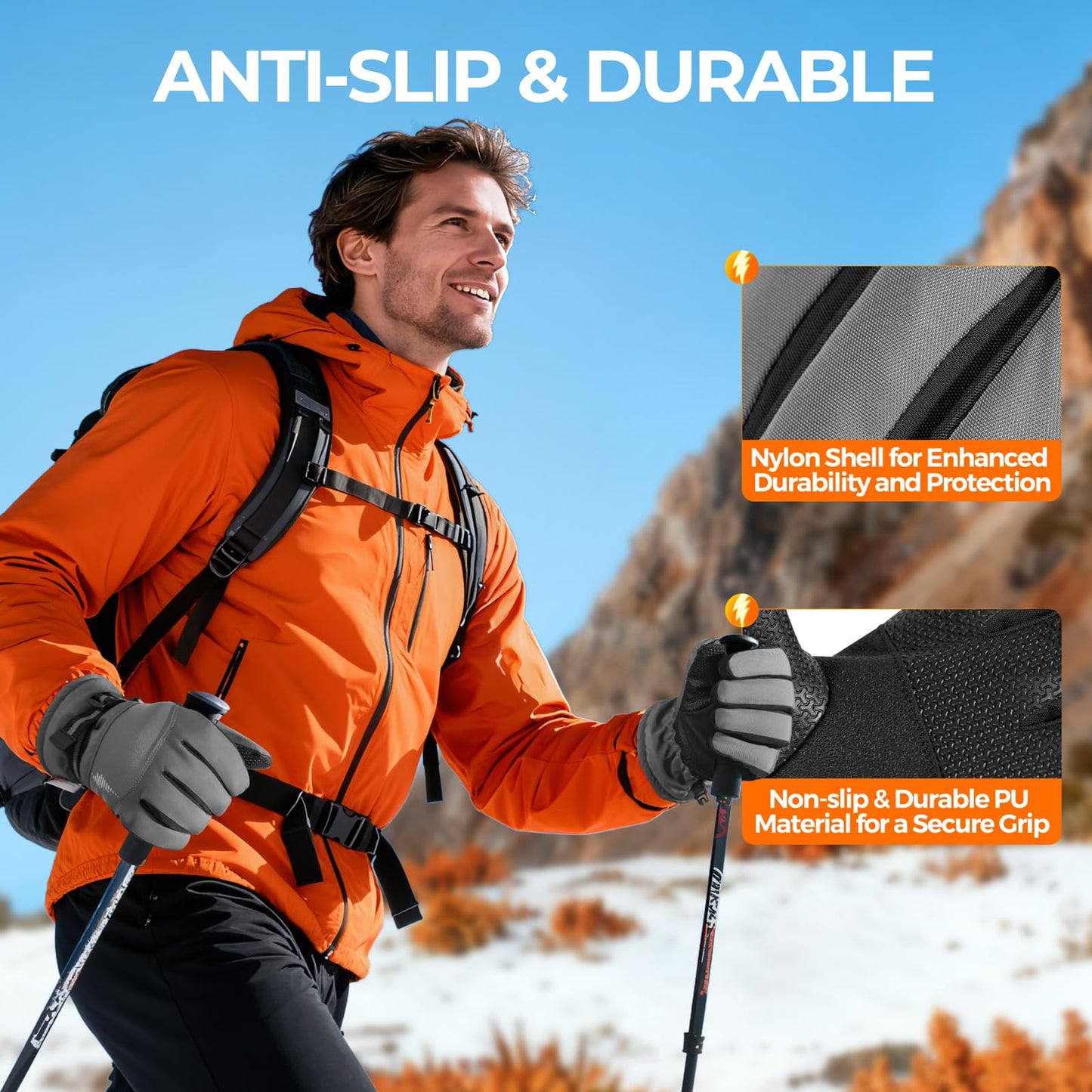 rivmount 3M Warm Winter Gloves, Cold Weather for Men Women, Thermal Touchscreen Anti-Slip Windproof, for Cycling Running Working Hiking Skiing Daily Life Outdoor Activities