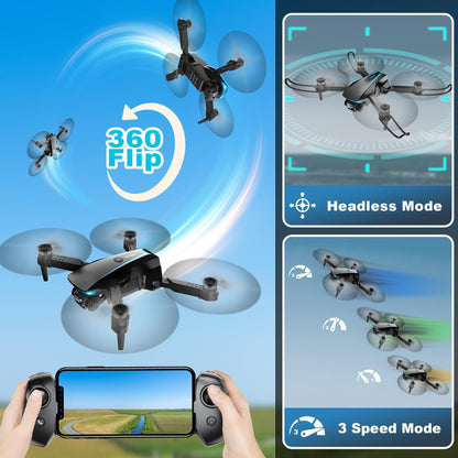 Oddire Drone with Camera - Drones for Adults, with 2 Batteries, Carrying Case, Propellers, 1080P HD Foldable Drone with Stable Hover, Trajectory Flight, Gravity Control, One Key Take Off/Land, 3D Flip