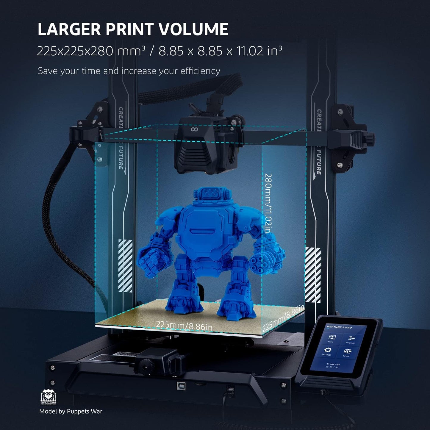 ELEGOO Neptune 3 Pro 3D Printer, Quick Assembly with Auto Leveling, Direct Drive Extruder, PEI Flexible Platform and Removable Touchscreen, 8.85x8.85x11 inch Printing Size