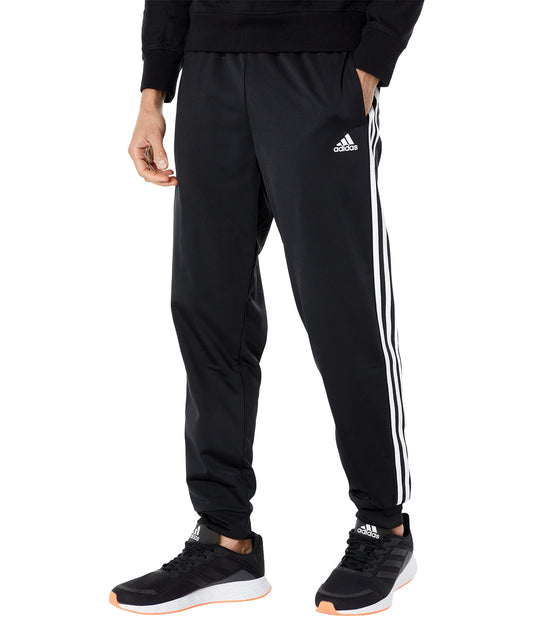 adidas Men's Essentials Warm-Up Slim Tapered 3-Stripes Tracksuit Bottoms, Black/White, Large