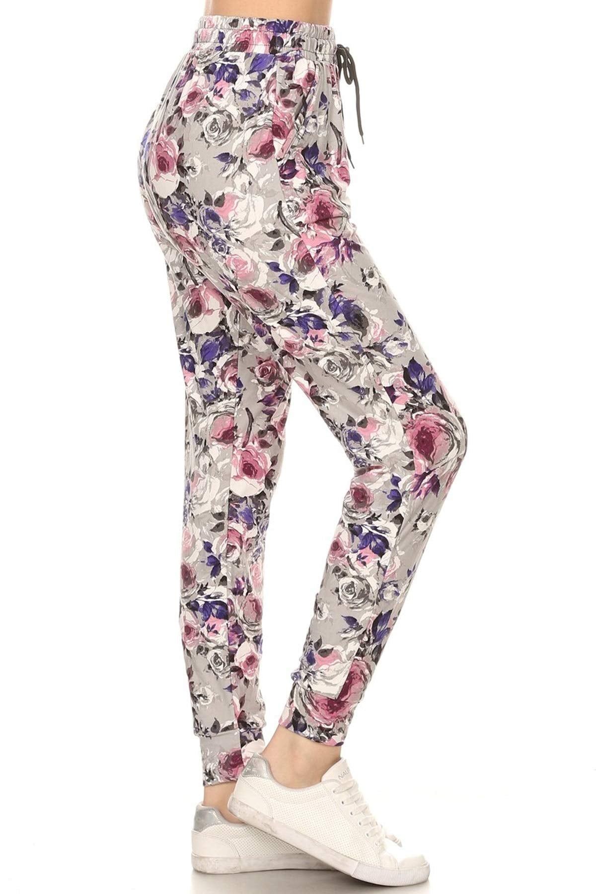 Leggings Depot Women's Relaxed fit Jogger Pants - Track Cuff Sweatpants with Pockets-R662, Medium, Cherish Rose