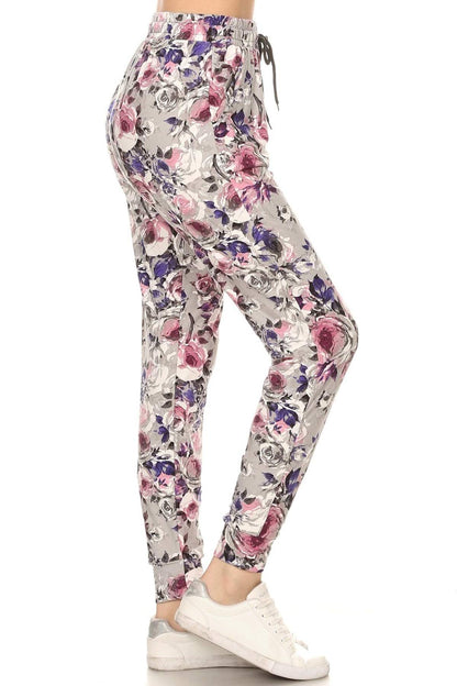 Leggings Depot Women's Relaxed fit Jogger Pants - Track Cuff Sweatpants with Pockets-R662, Medium, Cherish Rose