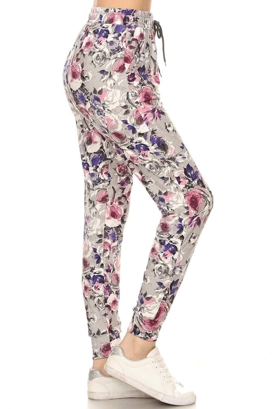 Leggings Depot Women's Relaxed fit Jogger Pants - Track Cuff Sweatpants with Pockets-R662, Medium, Cherish Rose