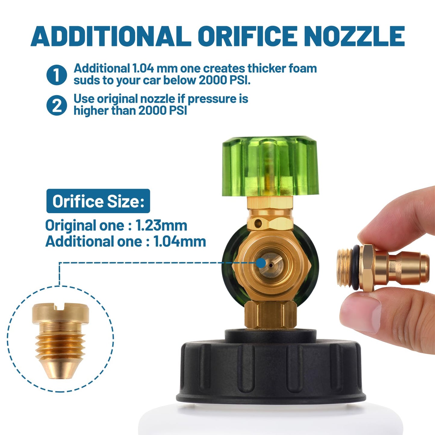 DUSICHIN Foam Cannon for Pressure Washer Wide Neck Car Wash Snow Soap Dispenser for Car Washing with 1/4 Inch Quick Connector, Additional 1.04 mm Orifice Nozzle DUS2601