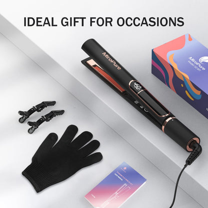 MiroPure Flat Iron Hair Straightener, 1 Inch Titanium Plates Hair Straightener with 15S Heat-up, Professional MCH Ceramic Negative Ion Hair Iron Dual Voltage for Women Hair with Auto Shut-Off