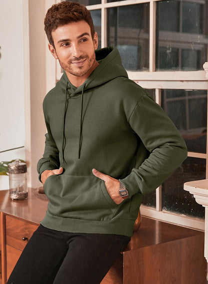 JMIERR Fall Sweatshirts for Mens Comfy Simple Plain Drawstring Hoodies Collar Fleece Long Sleeve with Pockets Hooded Pullovers Casual Loose Fit Shirts Cotton Sweater, US43(L), Green