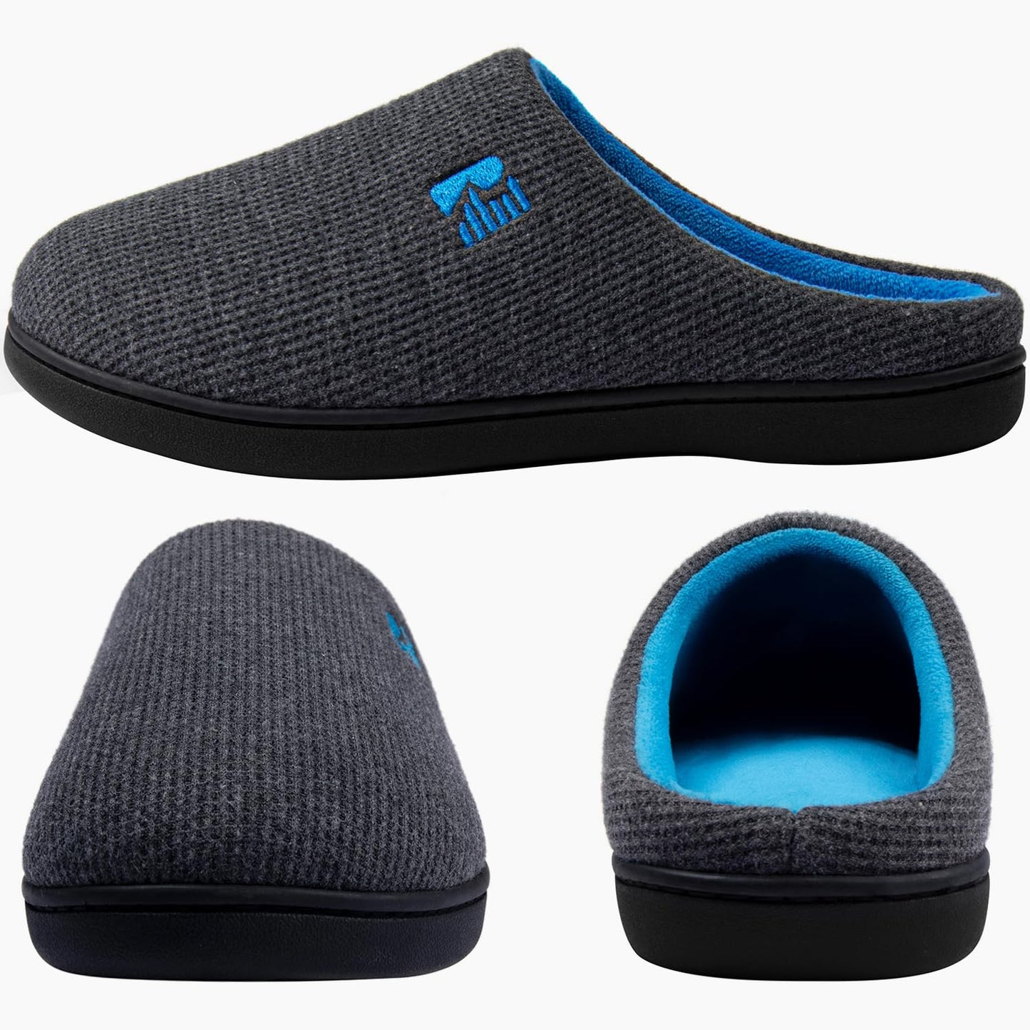 RockDove Men's Original Two-Tone Memory Foam Slipper, Size 11-12 US Men, Dark Grey/Blue