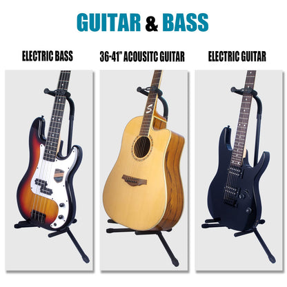 GLEAM Guitar Stand - Adjustable for Electric, Acoustic Guitars and Bass, Guitar Accessories