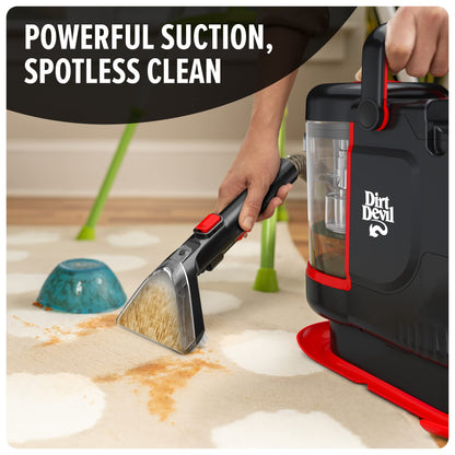 Dirt Devil Portable Spot Compact Carpet Cleaner for Carpet & Upholstery, Powerful Suction with Versatile Tools, Pet Stain Remover, Carpet Shampooer, FD13000, Black