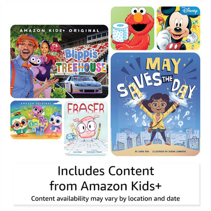 Amazon Fire 7 Kids tablet, ages 3-7 (16 GB, Purple) + Backpack Bundle