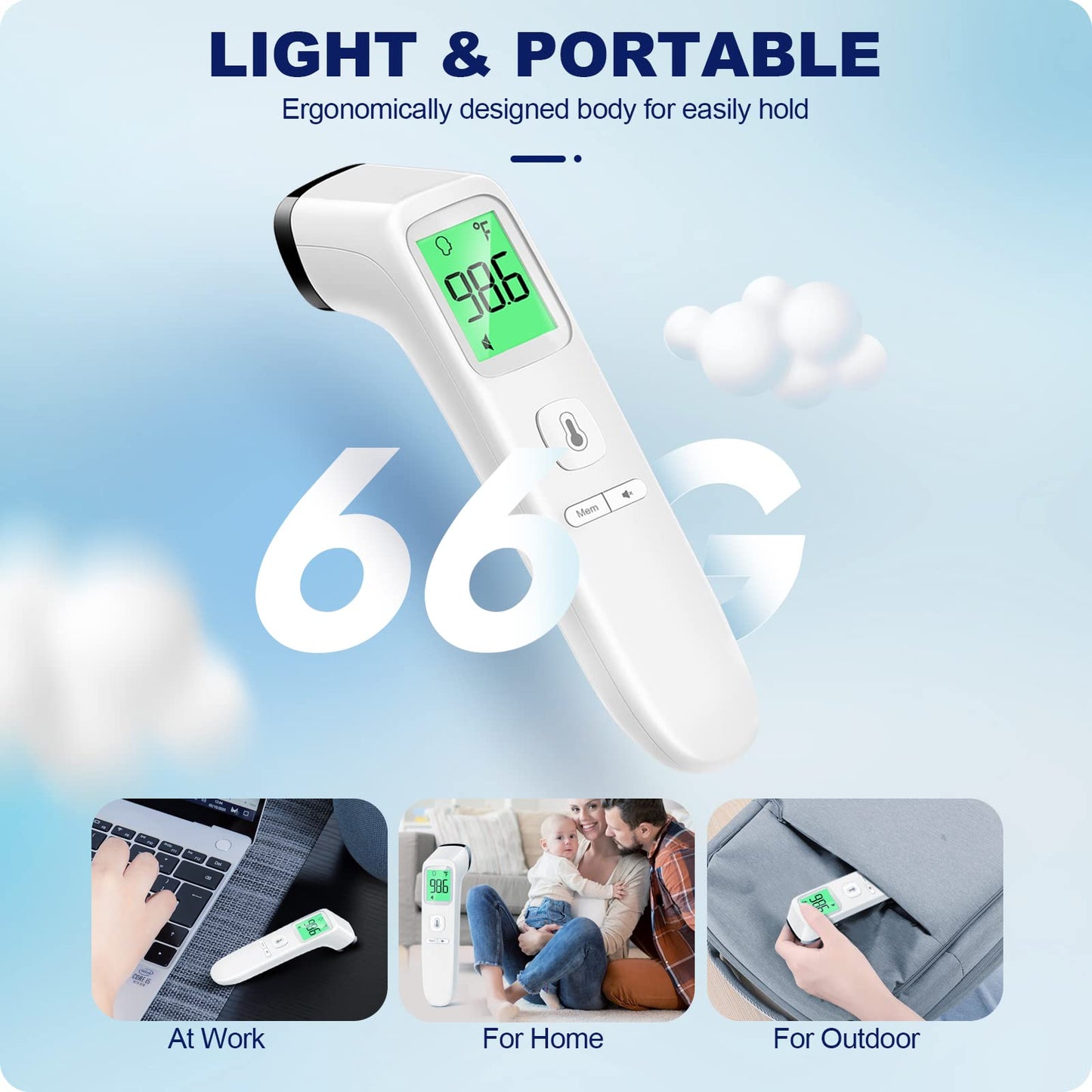 No-Touch Thermometer for Adults and Kids, Accurate Digital Baby Thermometer, FSA HSA Eligible, Fever Alarm & Silent Mode, 2 in 1 Forehead & Object Thermometer