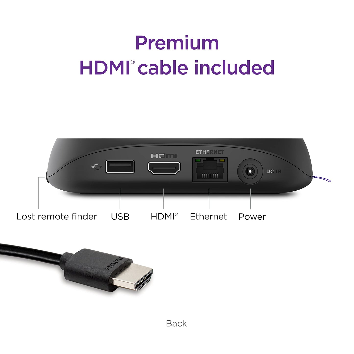 Roku Ultra | The Ultimate Streaming Device 4K/HDR/Dolby Vision/Atmos, Rechargeable Roku Voice Remote Pro, Ethernet Port, Hands-Free Controls, Lost Remote Finder, Free & Live TV