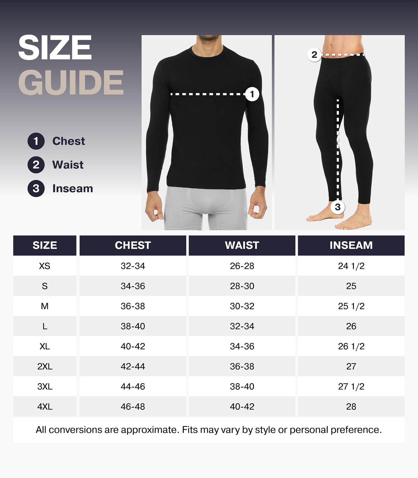 Thermajohn Long Johns Thermal Underwear for Men Fleece Lined Base Layer Set for Cold Weather (Large, Black)