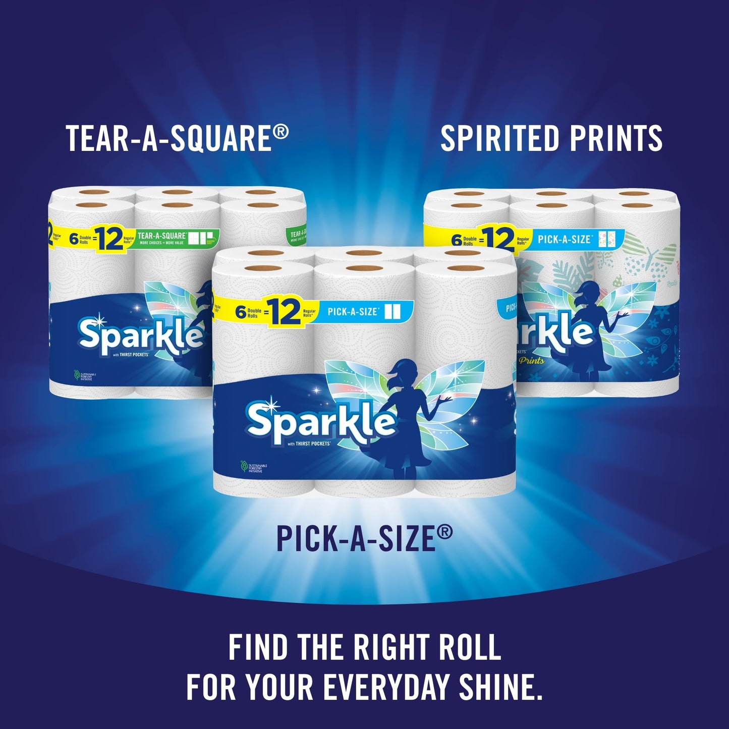 Sparkle Pick-A-Size Paper Towels, 24 Double Rolls (2,640 Sheets Total) - Strong 2-Ply Towels for Kitchen Cleanup and Everyday Messes