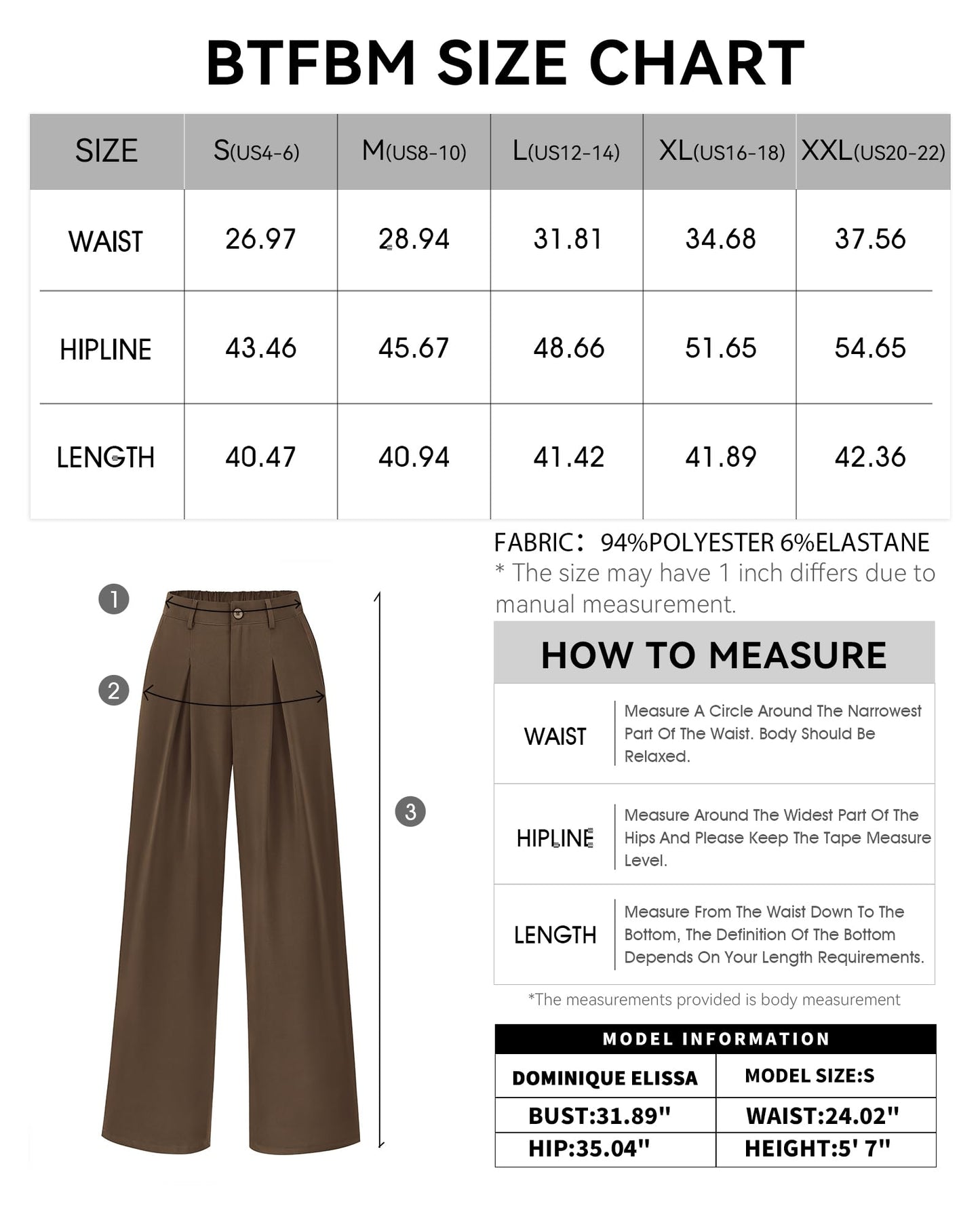 BTFBM Women High Waist Palazzo Pants Casual Wide Leg Trousers Button Down Loose Work Office Business Suit Pant Pockets(Solid Coffee, Small)