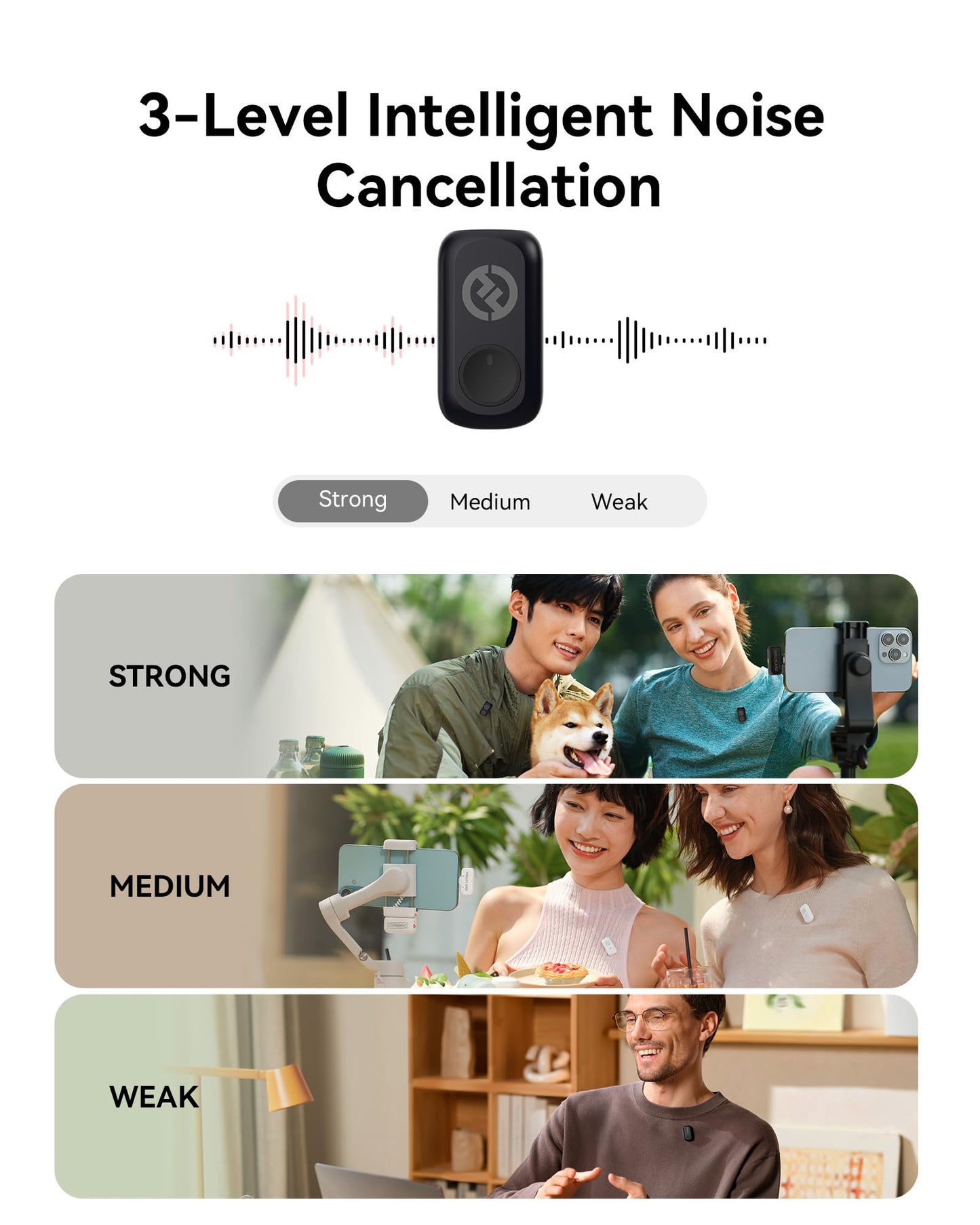 Hollyland Lark A1 Wireless Microphone for iPhone 17/16/15 & Android, 48kHz/24-bit, 3-Level Intelligent Noise Cancel, Mini Mic for YouTube, Podcast, Vlogging (Black, 2TX + USB-C RX + Charging Case)
