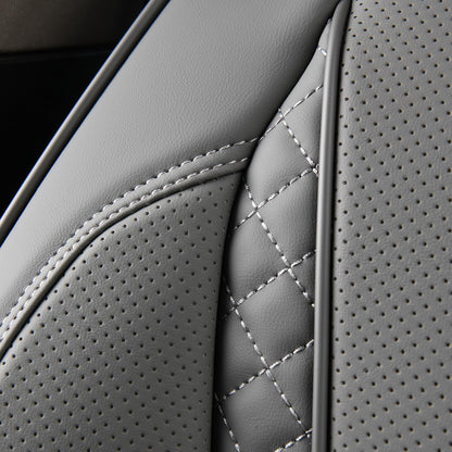Coverado Car Seat Cover Full Set, Gray Seat Covers Front Seats Back Seat Covers, Nappa Leather Waterproof, Car Seat Cushion, Car Seat Protector Universal Fit Most Cars