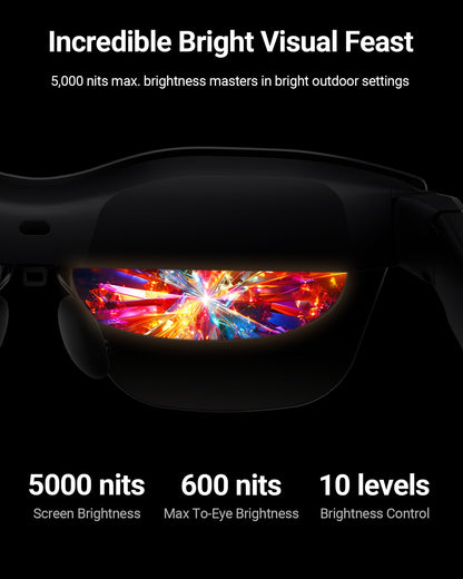 RAYNEO Air 2s XR Glasses - Latest AR Glasses with 4 Speakers, 201" Micro OLED with 120 Hz, 5000 nits Brightness, Smart Glasses for iPhone 15/15 Pro Max/Android/MacBook/Switch/PS5/Gaming Console