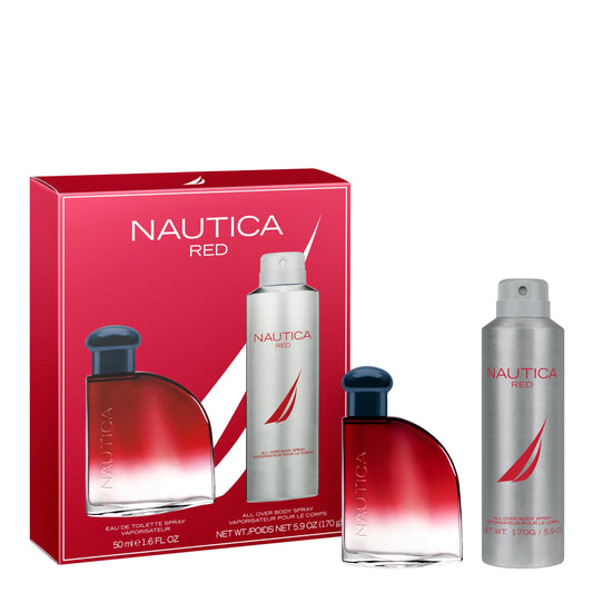 Nautica Color Red 1.6 fl oz EDT + 5.9 oz Deodorizing Body Spray, Aromatic Fougere, Notes of Black Pepper, Lavender and Rosemary, Men's Fragrance, Long Lasting, Everyday Fragrance