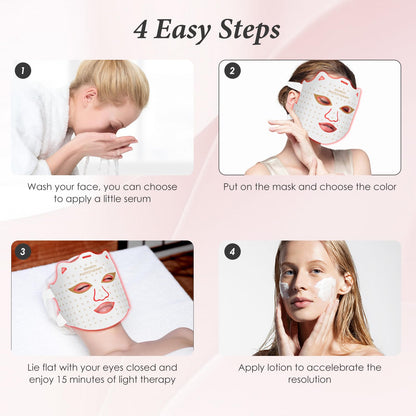 SDKWDH Red Light Therapy for Face, 7 Colors LED Face Mask Light Therapy At Home, Led Face Mask Light Therapy, White