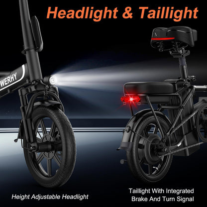 Electric Bike for Adults, 750W Peak Motor, 22 MPH Max Speed Folding Ebike, 499.2/748.8Wh Battery, 14" Electric Bicycles, Max 35/55 Miles Range (Pedal Assist Mode), Mini E Bikes (Y6-499.2WH-22Mph)