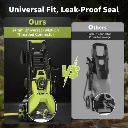 YERYORK Pressure Washer, Adjustable 5000 Max PSI 2.5 Max GPM, Power Washer with 33 FT Hose Reel, Steel Wand, 500ml Foam Cannon, 4-Nozzle Set, Electric Pressure Washer for Cars, Fences, Patios