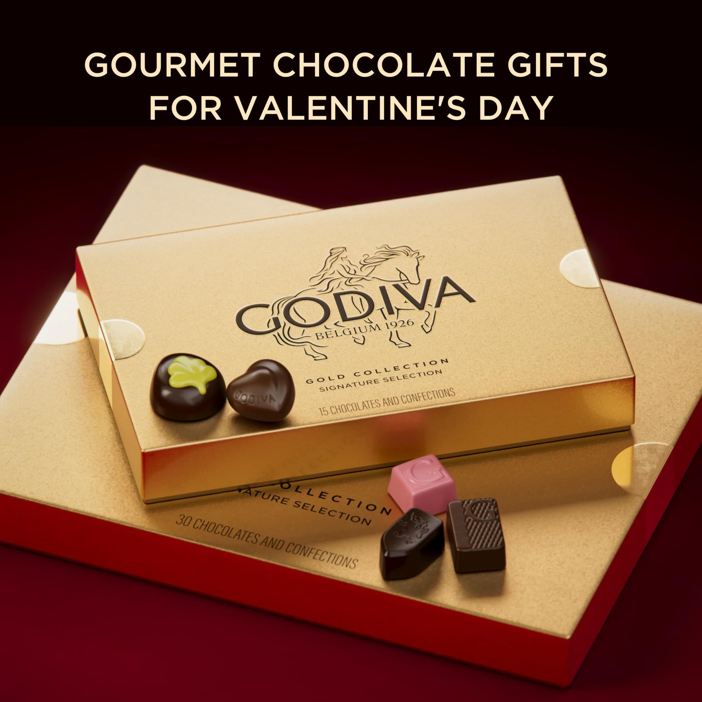 Godiva Red Ribbon Gold Assorted Chocolate Gift Box, Belgian Dark and Milk Chocolates with Pralinés, Ganaches & Caramels, Gourmet Valentine's Day Gift, Kosher, 8 Pc