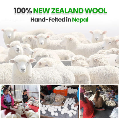 Unique Craft Wool Dryer Balls 6-Pack XL, Premium Organic Fabric Softener, Chemical-Free, Hypoallergenic, Hand-Felted, Reusable, Reduces Wrinkles & Drying Time, Eco-Friendly Alternative to Sheets