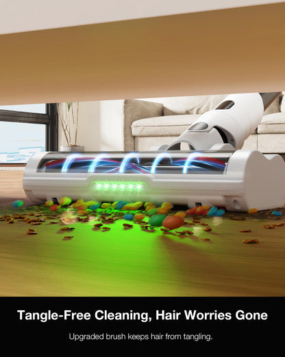 Cordless Stick Rechargeable Vacuum Cleaner, Lightweight, 55min Runtime, 20KPa Suction, Anti Tangle LED Headlight Brushless, Ideal for Carpets, Hardwood Floors, Pet Hair, and Home