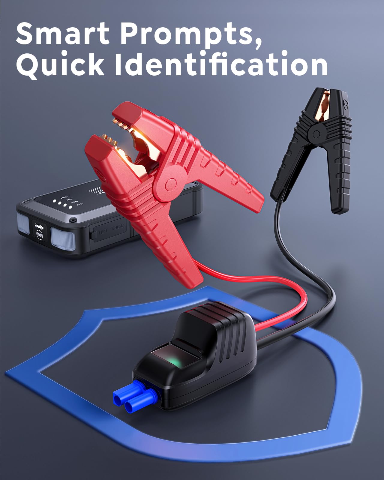 TREKURE Portable Car Battery Jump Starter 3500A 16800mAh Jump Box, Car Battery Jumper Starter Portable Jumper Cables for car(8.0L Gas/6.5L Diesel), Fast Charge, Lights, Compact