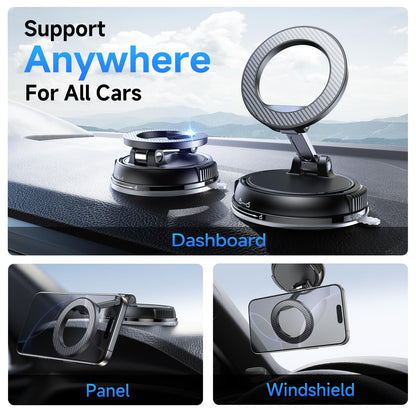 Car Phone Holder for Magsafe [78+LBS Strongest Suction & 2400gf Strongest Magnetic] 360° Adjustable Car Phone Mount, Cell Phone Holders for Your Car for All Smartphones & All Car Models (Carbon Fiber)