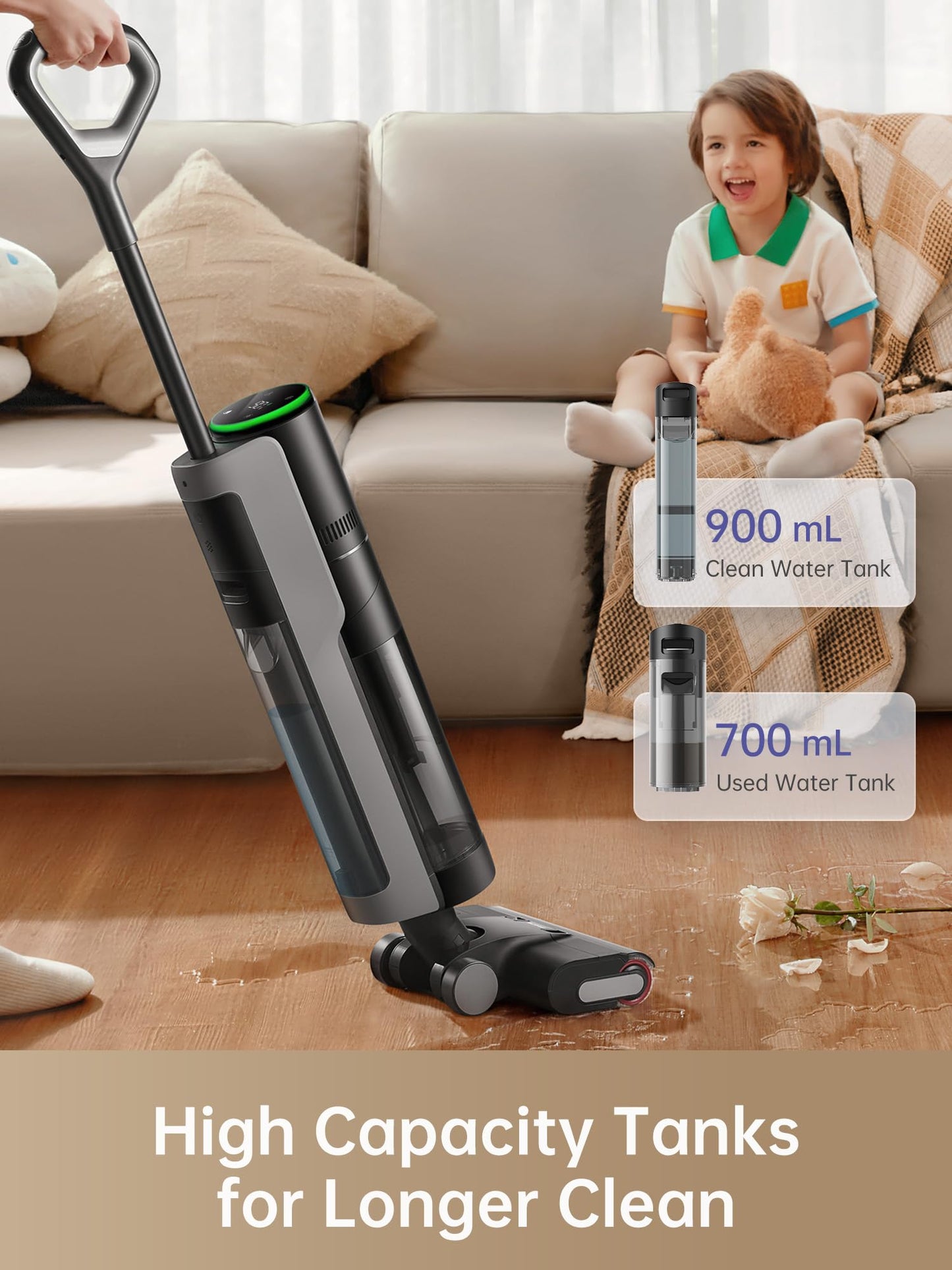 DREAME H12 PRO Wet Dry Vacuum Cleaner, Cordless Vacuum Mop All in One, Smart Floor Cleaner for Hard Floor, One-Step Edge to Edge Cleaning with Hot Air Drying
